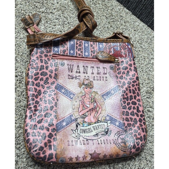 Cowgirl Wanted Rhinestone Shoulder Bag Crossbody Purse Animal Print Western - Picture 12 of 13